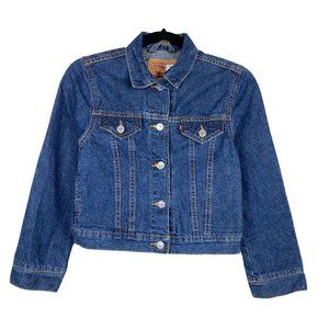 Levis GIRLS Medium Wash Long Sleeve Cropped Denim Jacket Jean Medium